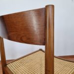 Set Of 4 Cane And Wood Dining Chairs, Scandinavian Design, 70s