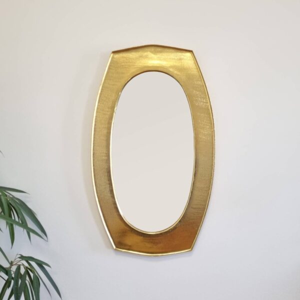 Vintage Brass Frame Mirror, Italian Brass Wall Mirror, 60s Wall Decor