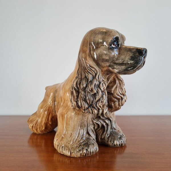 Mid Century Ceramic Dog Statue, Italian Pottery, 70s