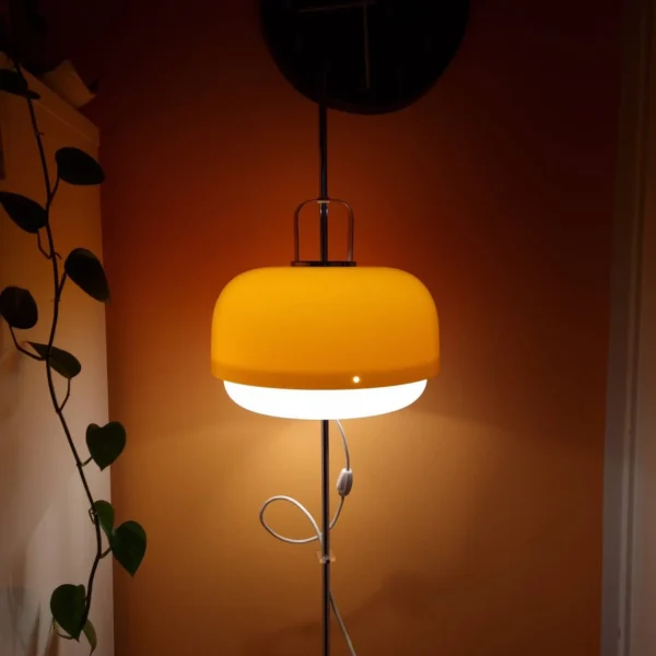Vintage Yellow Guzzini Medusa Floor Lamp, Luigi Massoni Design, 70s