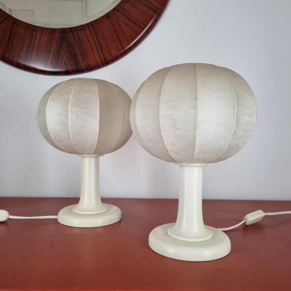 Pair Of Vintage Cocoon Night Lamps, Italy 70s