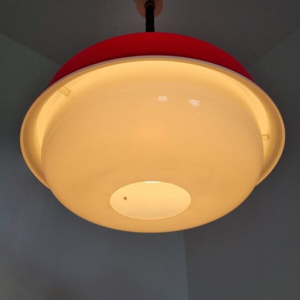 Harvey Guzzini Red Ceiling Lamp, Italian Design, 70s