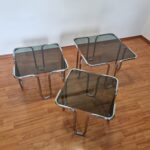 Set Of 3 Chrome and Glass Nesting Tables, Ezio Didone Design, Italy 70s