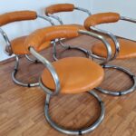 Set of 4 Chrome Dining Chairs, Rudi Bonzanini for Tecnosalotto, Italy, 70s
