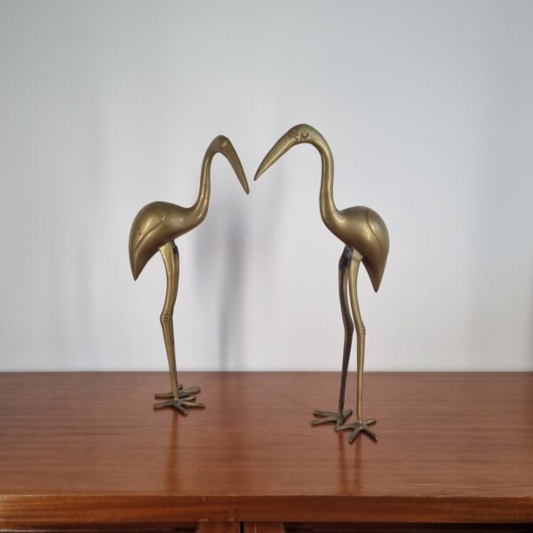 Pair Of Brass Flamingo Statues, Italy 70s