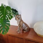 Vintage Leopard Ceramic Statue, Italy 70s