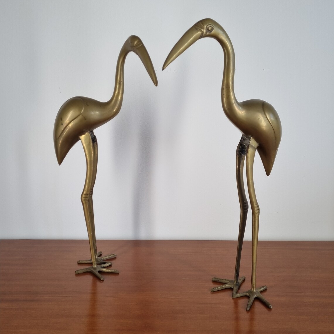 Pair Of Brass Flamingo Statues, Italy 70s