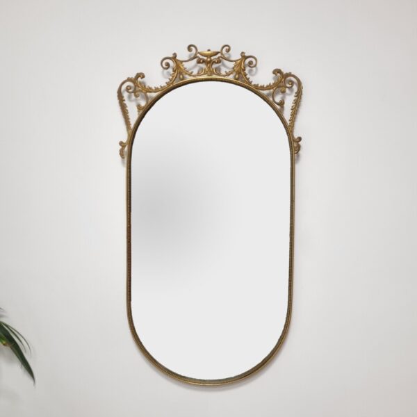 Large Vintage Brass Mirror, Italy 60s