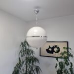 Vintage White Pendant Lamp, Italy 70s