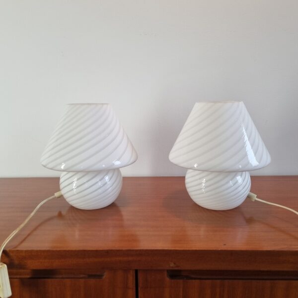 Pair Of Large Murano Glass Night Lamps, Italy 80s