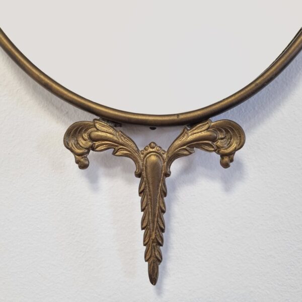 Vintage Ornamented Brass Mirror, Italy 50s