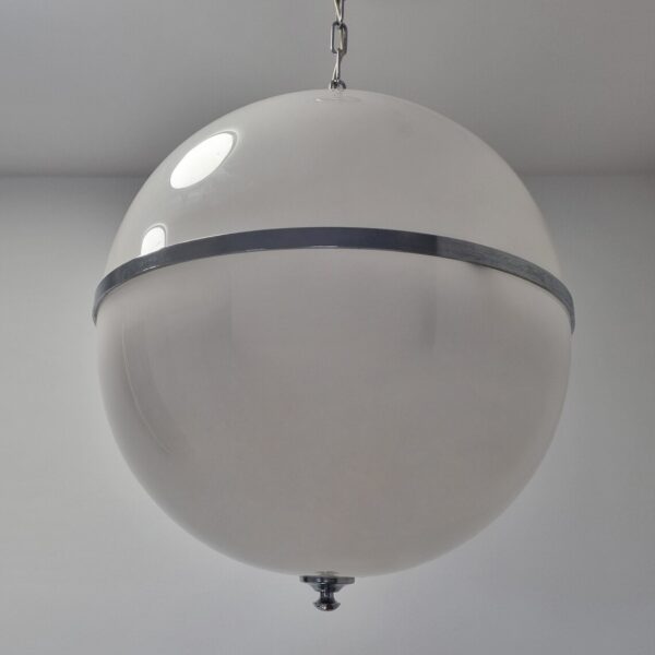 Vintage White Pendant Lamp, Italy 70s