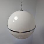 Vintage White Pendant Lamp, Italy 70s