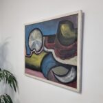 Mid Century Abstract Painting, Oil On Wood Original Painting, Italy 1976