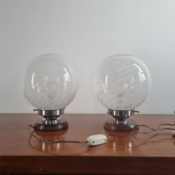 Pair Of Murano Glass Night Lamps, Italy 60s