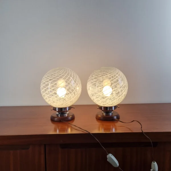 Pair Of Murano Glass Night Lamps, Italy 60s