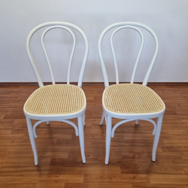 Pair Of Thonet Style Dining Chairs, Cane Chairs, Italy 90s