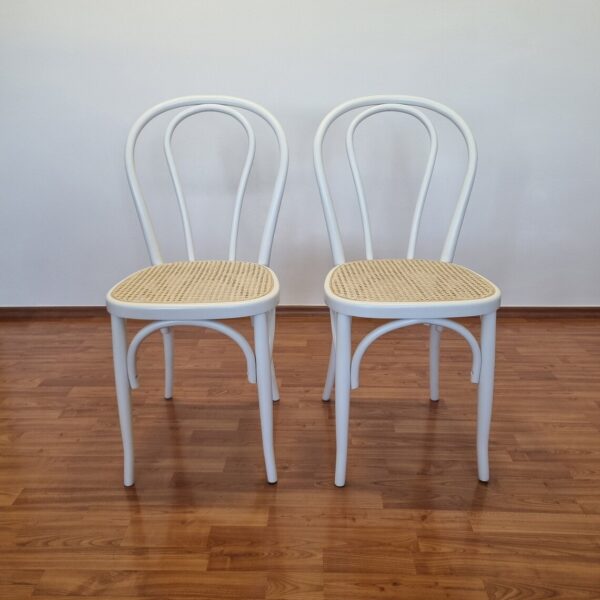 Pair Of Thonet Style Dining Chairs, Cane Chairs, Italy 90s