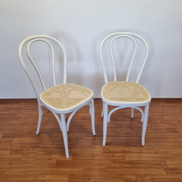 Pair Of Thonet Style Dining Chairs, Cane Chairs, Italy 90s