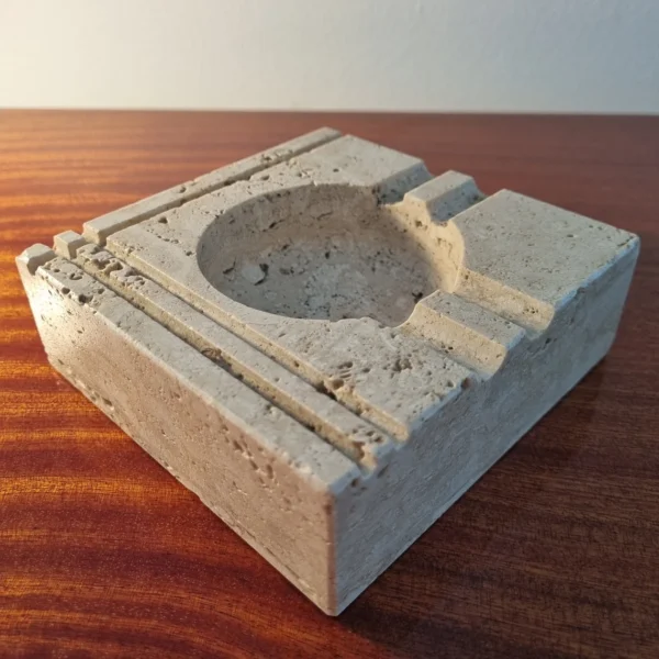 Vintage Travertine Ashtray By Enzo Mari For Fratelli Manelli, Italy 70s