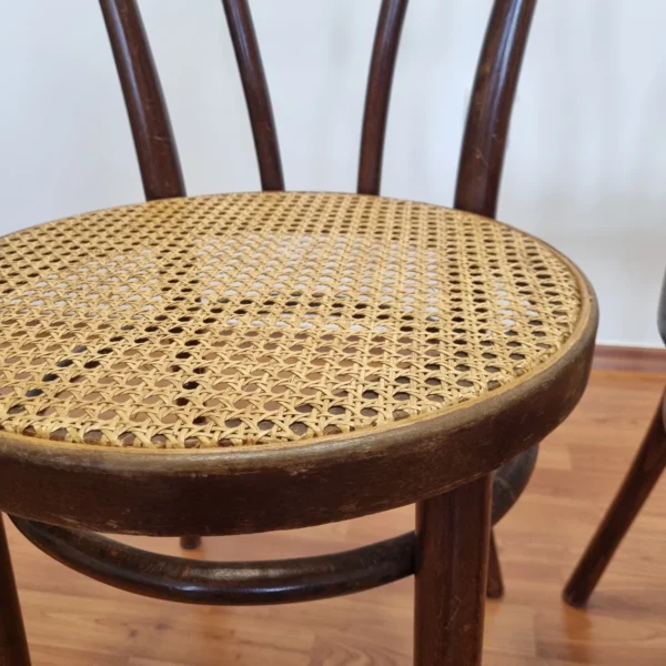 Pair Of Thonet Style Dining Chairs, Cane Dining Chairs, Italy 60s