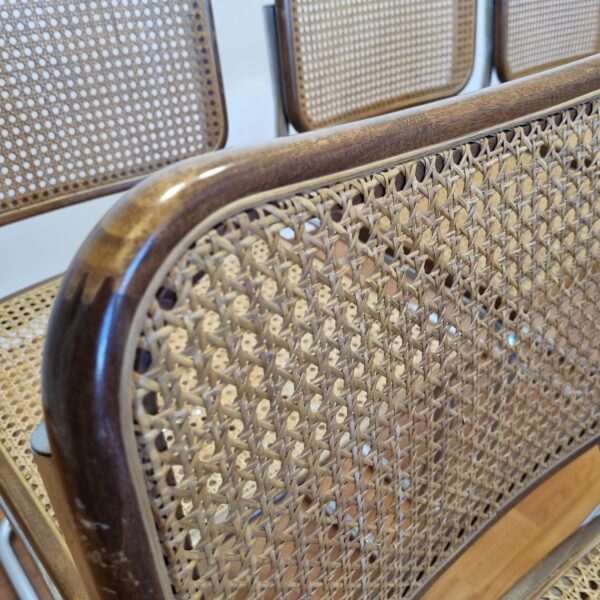 Set of 6 Mid Century Modern Marcel Breuer Cesca Chairs, Italy 80s