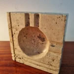 Vintage Travertine Ashtray By Enzo Mari For Fratelli Manelli, Italy 70s