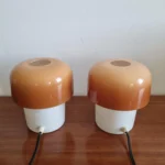 Pair Of Space Age Night Lights, Mushroom Table Lamps, H. Guzzini for Meblo, Yugoslavia 70s