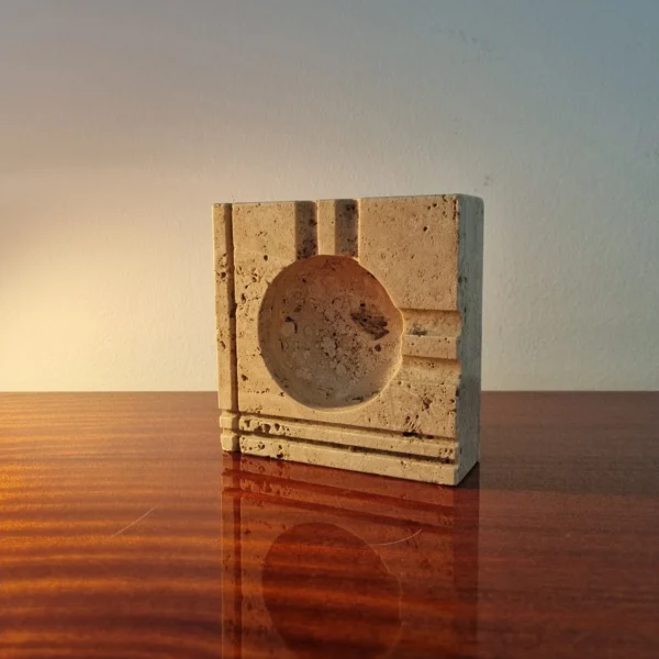 Vintage Travertine Ashtray By Enzo Mari For Fratelli Manelli, Italy 70s