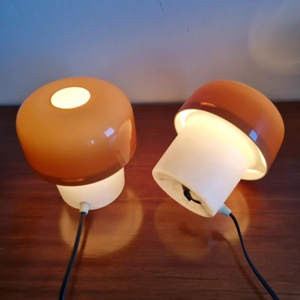 Pair Of Space Age Night Lights, Mushroom Table Lamps, H. Guzzini for Meblo, Yugoslavia 70s