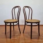 Pair Of Thonet Style Dining Chairs, Cane Dining Chairs, Italy 60s