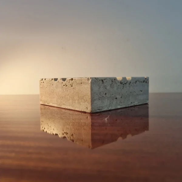 Vintage Travertine Ashtray By Enzo Mari For Fratelli Manelli, Italy 70s