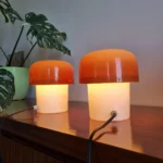 Pair Of Space Age Night Lights, Mushroom Table Lamps, H. Guzzini for Meblo, Yugoslavia 70s