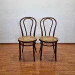 Pair Of Thonet Style Dining Chairs, Cane Dining Chairs, Italy 60s