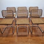 Set of 6 Mid Century Modern Marcel Breuer Cesca Chairs, Italy 80s