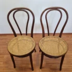 Pair Of Thonet Style Dining Chairs, Cane Dining Chairs, Italy 60s