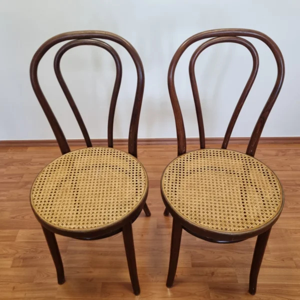 Pair Of Thonet Style Dining Chairs, Cane Dining Chairs, Italy 60s