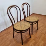 Pair Of Thonet Style Dining Chairs, Cane Dining Chairs, Italy 60s