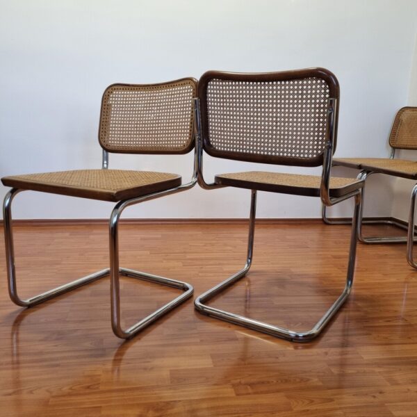 Set of 6 Mid Century Modern Marcel Breuer Cesca Chairs, Italy 80s