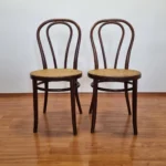 Pair Of Thonet Style Dining Chairs, Cane Dining Chairs, Italy 60s