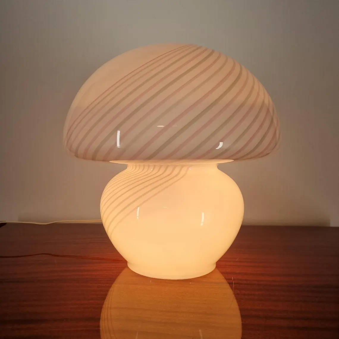 Mid Century Large Murano Glass Mushroom Table Lamp, Italy 70s