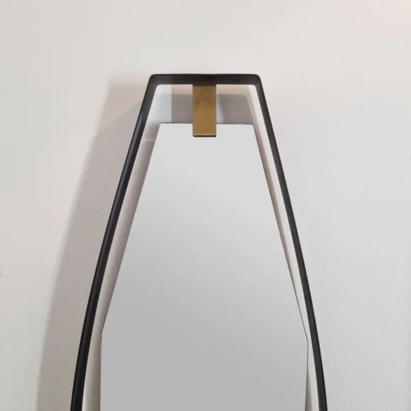 Mid Century Modern Metall And Brass Mirror By Santambrogio & De Berti, Italy 50s