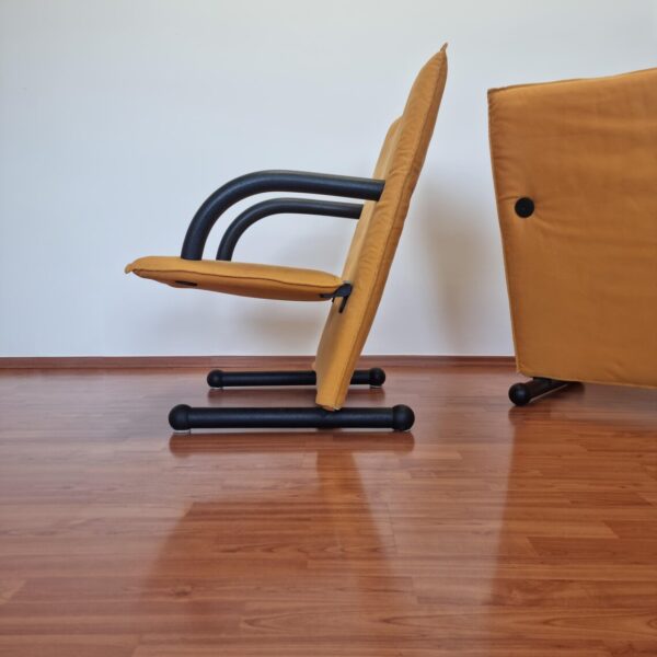 Pair Of Yellow T-Line Armchairs By Burkhard Voghterr For Arflex, 80s