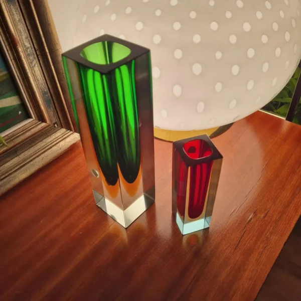 Set of 2 Murano Sommerso Glass Vases by Flavio Poli for Alessandro Mandruzzato, Italy 70s