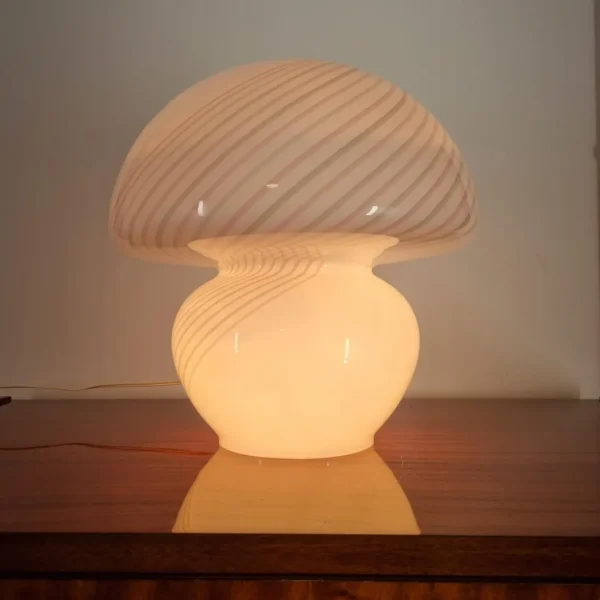 Mid Century Large Murano Glass Mushroom Table Lamp, Italy 70s