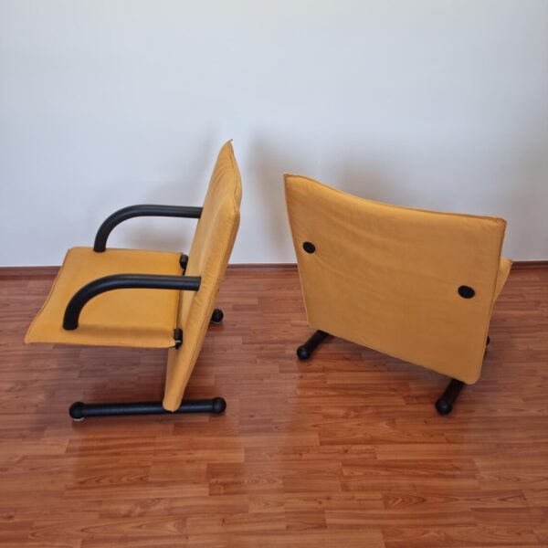 Pair Of Yellow T-Line Armchairs By Burkhard Voghterr For Arflex, 80s