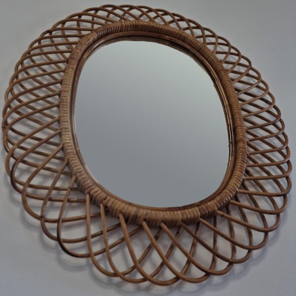 Vintage Bamboo Mirror by Franco Albini for Bonacina, Italy 60s