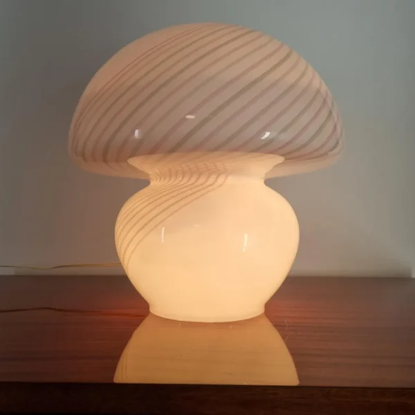 Mid Century Large Murano Glass Mushroom Table Lamp, Italy 70s
