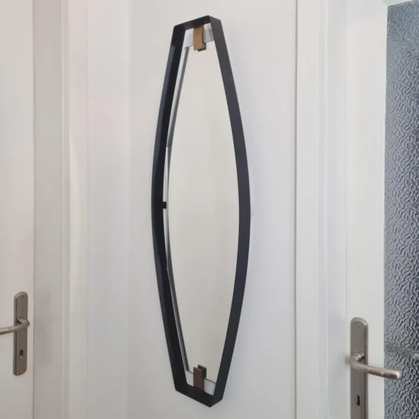 Mid Century Modern Metall And Brass Mirror By Santambrogio & De Berti, Italy 50s