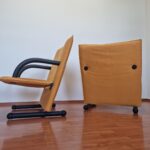 Pair Of Yellow T-Line Armchairs By Burkhard Voghterr For Arflex, 80s